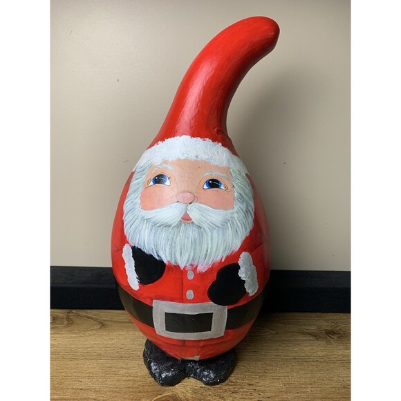 Hand Painted Santa Claus Gourd Christmas Vtg Folk Art Country Primitive READ - Picture 1 of 12